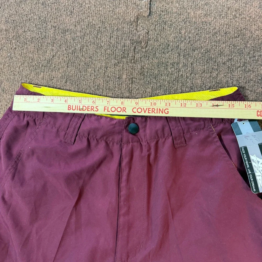A+ VTG No Fear Blade Cargo Shorts Mens 30 Burgundy Maroon Yellow Mesh Lining NWT